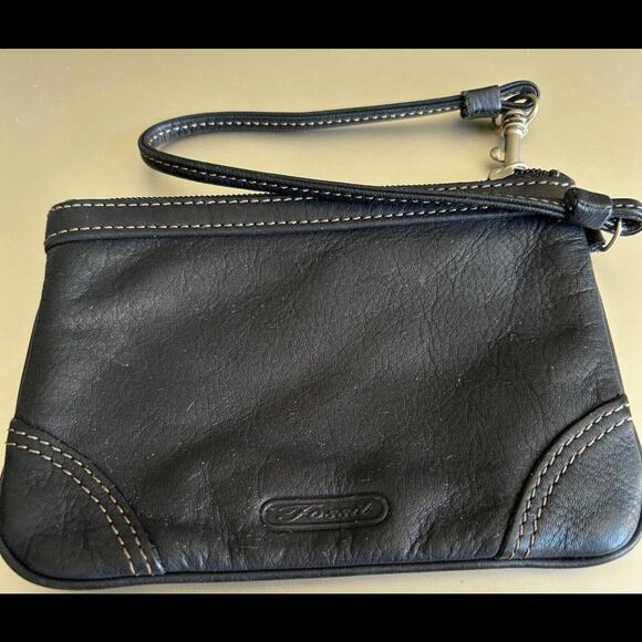 Vintage Fossil Wristlet 6" x 4" Strap Attached To Zipper Pull - Picture 1 of 1